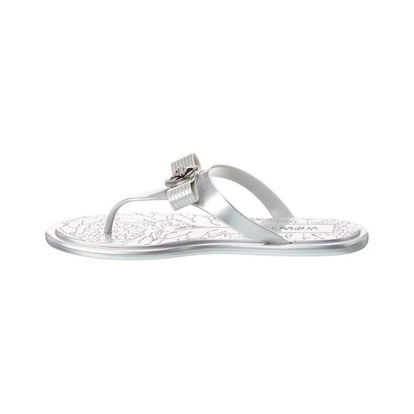 Versace Ribbon Rubber Sandal, Silver - Picture 2 of 5